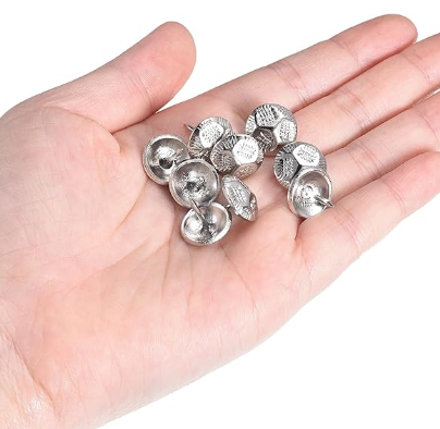 100Pcs
Upholstery Tacks Nail Pins Furniture, 100Pcs 13x13mm Thumb Tack Pins Assortment Kit Carbon Steel for Home Sofa DIY Decorative Nail Heads Nails, Silver Tone