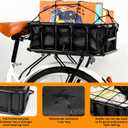Bike Basket Rear, Large Bicycle Basket with Cargo Net, Liner and Waterproof Cover for Electirc Bike, Ebike and Bikes, Large Capacity Wire Bakset