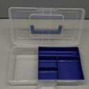 Elsjoy 2 Pack Plastic Dividing Storage Box with Removable Tray, 2-Layer Craft Organizer Box with Handle, Small Portable Sewing Box Art and Craft Supply Organizer Storage Containers