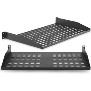 Pyle 2-Pc 1U Server Rack Shelf, Vented Shelves for Good Air Circulation, Cantilever Mount, Wall Mount Rack, Universal Device, Cabinet Shelf, Computer Case Mounting Tray, Black-Pyle PLRSTN14UX2, 2 Pack