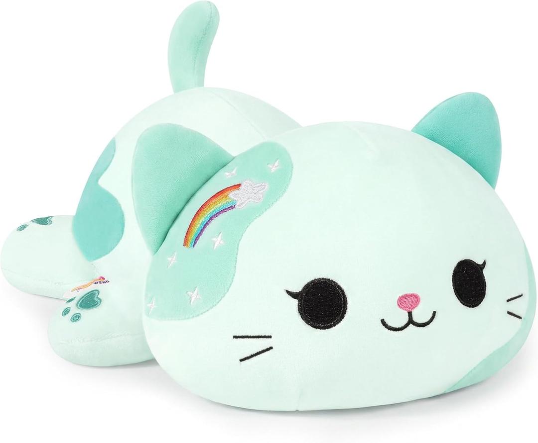 Onsoyours Original Rainbow Cat Plush 20 Inch Kitty Plushies Toy Blue Cat Kitten Stuffed Animal Soft Pillow Kawaii Plushie Gift for Kids & Adults (Rainbow Cat, 20")