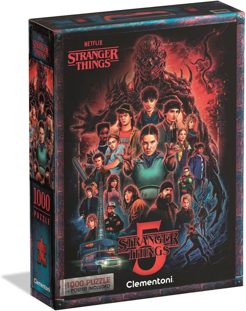 Clementoni Jigsaw Puzzle 1000 Pieces, Stranger Things Netflix, Puzzle for Adults 14-99 Years, Compact Box, Made in Italy, 37096