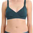 100% Merino Wool Women’s Wireless Triangle Bra，Wide Straps, No Padding, Merino-Wrapped Elastic Band – Moisture-Wicking, Everyday Bralette for Yoga，Hiking Outdoos Teal, XL