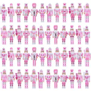 Hotop 48 Pcs Pink Christmas Nutcracker Iron on Patches Sew on Embroidered Nutcracker Applique Pink Christmas Decorations Soldier Figures Repair Patch for Hat Clothing Backpack Xmas DIY Craft