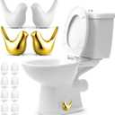 12 Pcs Ceramic Bird Toilet Bolt Caps, Gold White Cute Toilet Bolt Covers Replacement Toilets Screw Cover Caps Decor Accessories for Bathroom Decorative Easy Installation