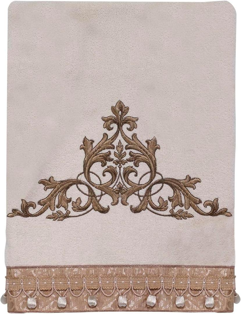 Avanti Linens - Bath Towel, Soft & Absorbent Cotton Towel, Embroidered Bathroom Accessories (Monaco Collection, Ivory)