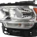 Halogen Headlight Assembly Compatible with Ram 2500 3500 2019 2020 2021 2022 2023 2024 w/Bulb Driver Left Side Headlamp Chrome Repalce CH2502334 68360177AE 68360177AD