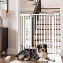 41'' Extra Tall Baby Gate for Large Dogs Pets Indoor No Jumping Over, 30-49.2'' Wide Heavy Duty Puppy Gate for Doorways, Pressure Mounted Metal Gate for Child Toddler No Tools Needed(White)