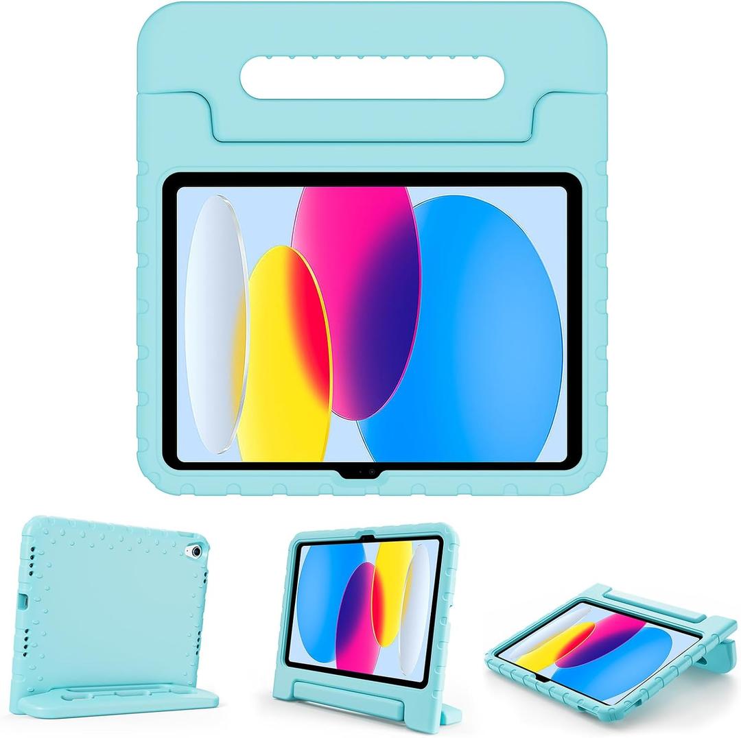 ProCase Kids Case for iPad A16 11th Generation 2025/iPad 10th Generation 2022 with Pencil Holder, iPad 11/10 Case Shockproof Lightweight Cover with Stand Convertible Handle for Children -Aqua