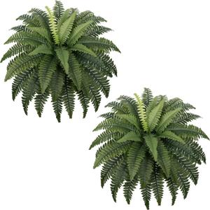 Fake Ferns - Set of 2 Faux Boston Ferns Large Artificial Plants, 40 Leaves per Bouquet, 35 Inches Large Artificial Ferns for Outdoors/Indoor Home, Office, Garden Decoration