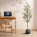 Artificial Fake Olive Tree 5FT Tall 1Pack Faux Silk Olive Tree for Home Living Room Office Decor Faux Artificial Plants Indoor Fake Potted Plants with Fruit & Free Moss