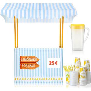 Jingmore 50 Pcs Lemonade Stand Kit for Kids (Stand Included), Cute