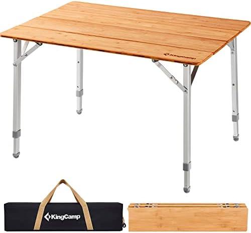 Amazon.com: KingCamp Adjustable Height Folding Table, 4-Fold Bamboo Camping Outdoor Portable RV Camp Table with Carry Bag for Outdoor Car Backyard Picnic Tailgating Beach : Sports & Outdoors