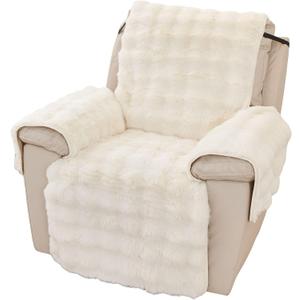 vctops Faux Fur Fluffy Recliner Chair Slipcover Faux Rabbit Fur Non Slip Sofa Cover Super Soft Plush Thick Couch Cover Furniture Protector with Elastic Straps for Kids, Dogs, Pets(Cream,24")