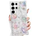 Changjia for Samsung Galaxy S24 Ultra Clear Glitter Case,Cute Bling Sparkle Planet Space Stars Moon Universe Pattern Soft TPU Silicone Shockproof Women Girls Protective Case for Galaxy S26 Ultra,Clear