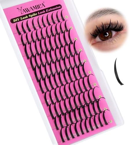 Yawamica Spiky Lash Extension Premade Individual Lashes D Curly Cluster Eyelash Extensions 13-21mm Mix Length Wispy Lash Clusters Volume Fairy Eyelash Extension Supplies
