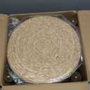 Cpintltr Round Ottoman Natural Seagrass Footstool Hand Weave Water Hyacinth Poufs Eco Friendly Sofa Foot Stool Soft Step Stool Padded Foot Rest with Pine Legs for Living Room (Natural)