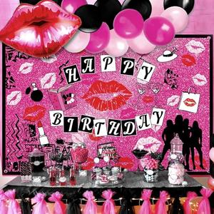 LaVenty Mean Girl Birthday Decoration Mean Girl Birthday Banner Cake Topper Balloons Cupcake Toppers Girls Party Supplies Favors