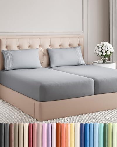 Split King Size 5 Piece Sheet Set - Comfy Breathable & Cooling Bed Sheets Set - Hotel Luxury Bedding for Women, Men, Kids, Teens, Boys & Girls - Deep Pockets and Wrinkle Free - Oeko-Tex - Steel Blue