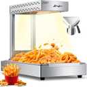 French Fry Food Warmer, 750W Electric Stainless Steel Warming Light Dump Station, 5.5QT Commercial Food Heating Lamp, Countertop Fries Food Warmer for Parties Kitchen Restaurant Buffe(Silver)