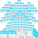 SATINIOR 100 Pcs Plastic Jars with Lids Small Containers Lids Wide Mouth Small Plastic Containers for Lotion Cream Rhinestones Body Butters Travel Storage(1 oz,Blue)
