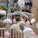 Baby Crib Mobile with Elephants, Clouds and Stars,Baby Mobile Musical Crib Mobile Music Box with 12 Lullabies (Elephant Baby Mobile)