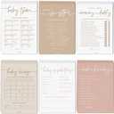 Baby Shower Games for Girl - Set of 6 Boho Baby Shower Games for 25 Guests, Double-Sided Cards, Gender Neutral