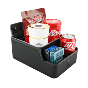 keketuohai Car Storage Organizer Between Seats,Center Console Armrest Storage Box Back Seat Organizer with Small Compartment Car Interior Storage Box,Cup Holder Tray with Non-slip Mat(Black)