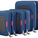 LeanTravel Compression Packing Cubes for Travel Organizers with Double Zipper (6-Pack (2L+2M+2S), Navy)