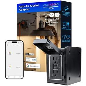 Enbrighten Vibe Outdoor Smart Plug, 2 Grounded Outlets, Weather-Resistant, Custom ON/Off Controls, Schedule Outdoor Lighting, Works with Alexa, Google Assistant, Black, 51251