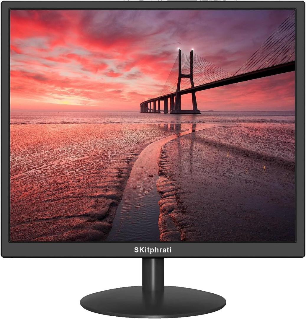 SKitphrati 17" Monitor Square Monitor 1280 X 1024 with 45% sRGB Color Correction and 5:4 Aspect Ratio, 75 Hz, VESA Mountable, VGA, HDMI, TN Panel