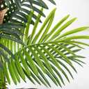 HAIHONG Artificial Palm Tree 5FT, Fake Tree with Realistic Fiber Trunks and White Tall Planter, Faux Tropical Areca Floor Plant in Pot, Artificial Silk Plant for Home Decor Office Living Room Decor