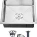 18 x 18 inch Undermount Kitchen Sink, Brushed Stainless Steel, D18"xW18"xH6"