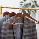 StorageWorks Wooden Hangers 6 Pack, Extra Wide Shoulder Wood Coat Hanger for Coats, Shirts, Jackets, Pants, Suits, Light Walnut Color