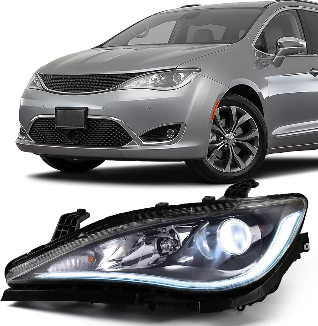 Halogen Headlights Assembly Compatible with Chrysler Pacifica 2018 2019 2020 Front Head Lights Lamps Left Driver Side LH OEM 68370845AA CH2518153