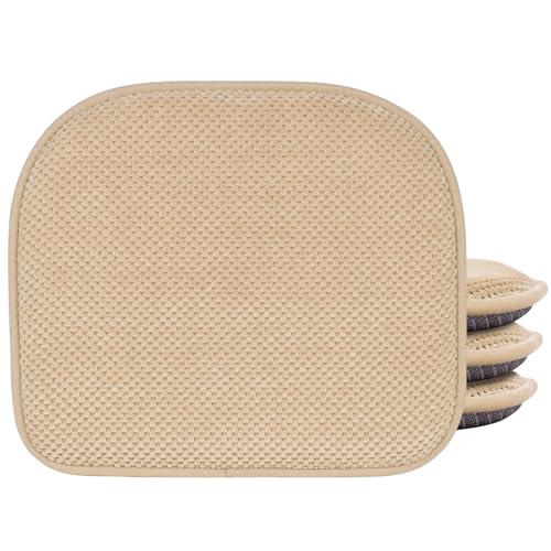 PRONOUS Khaki Memory Foam Chair Pads, 6 Pack D-Shaped Seat Cushions for Dining Office Chairs, 17" x 15", Nonslip