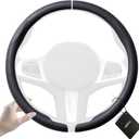 Aimato Car Steering Wheel Cover 2 Piece Non-Slip Clip on Microfiber Leather Steering Wheel Cover,Ultra-Thin Breathable,Universal Fit 14.5"-15" Wheel,Black