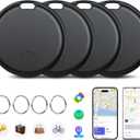 Air Tracker Tags-4 Pack Seektags Dual-System Compatible for Apple Find My & Android Find Hub, 400 Days Battery with CR2032, 100dB Alarm, Compatible with iOS & Android for Keys Wallet Luggage