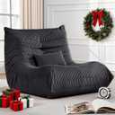 Bean Bag Chair for Adults - Large Bean Bag Chairs with Lumbar Pillow, Oversized Corduroy Memory Foam Boneless Chair with High-Rebound, Lazy Floor Sofa for Reading Gaming Living Room Bedroom, Grey