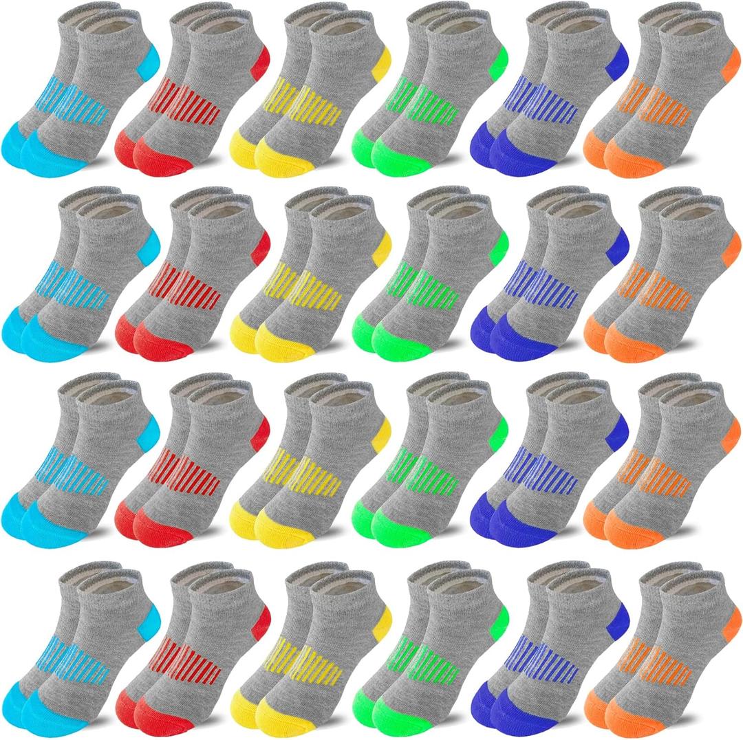 Boy Socks 24 Pairs Ankle Athletic Cotton Socks Half Cushioned Low Cut Sock Ankle Athletic Cotton Sock (7-10 Years) Boy Socks 24 Pairs Ankle Athletic Cotton Socks Half Cushioned Low Cut Sock Ankle Athletic Cotton Sock (7-10 Years)