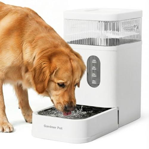 Gardner Pet 2.2 Gallon Automatic Dog Water Bowl Dispenser 8.5L Gravity Water Feeder with Stainless Steel Bowl & Maifan Stone Filter, BPA-Free for for Cats and Dogs (White, 2.2 Gallon)