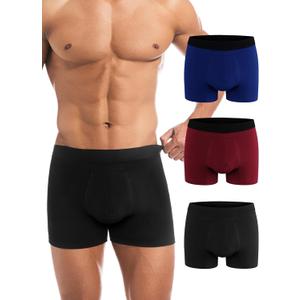 Varmax Incontinence Underwear for Men, Cotton Reusable Washable Leakproof Boxer Briefs, Heavy Flow Bladder Leak Men's Incontinence Underwear (Black+deep Blue+deep Red)