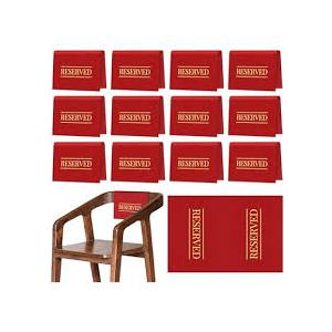 24 Pcs Chair Reserved Signs, Wedding Pew Plachoelders, Golden Printed Seating Cards with Adhesive for Church, Parties, Celebration