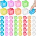 Simgoing 48 Pcs Mini Ice Cube Stress Balls Bulk Fidget Squeeze Square Ball Stress Relief Sensory Playthings Ice Cube for Adults Birthday Valentines Gifts Party Favor Prize Bags Box Filling, 8 Colors, 0.98 x 0.98 inch