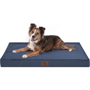 Large Outdoor All Weather Dog Bed, Waterproof Dog Bed for Large Dogs, Orthopedic Egg Crate Foam Pet Bed with Washable Removable Oxford Cooling Cover, 36x27 Inch, Navy