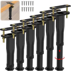 6 PCS Adjustable Height Center Support Leg for Bed Frame (6.5"-11"), Upgrade Under Bed Support Leg with Wider Base, Bed Center Slat/Furniture, Heavy Duty Bed Replacement Legs Bed Slats Support Legs