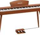 WENCAI Digital Piano 88-Key Fully Weighted Keyboard - Hammer Action Electric Piano, Full-Size Wooden Pianos for Beginner Professional Adults with Sheet Music Stand Triple Pedal (Orange)