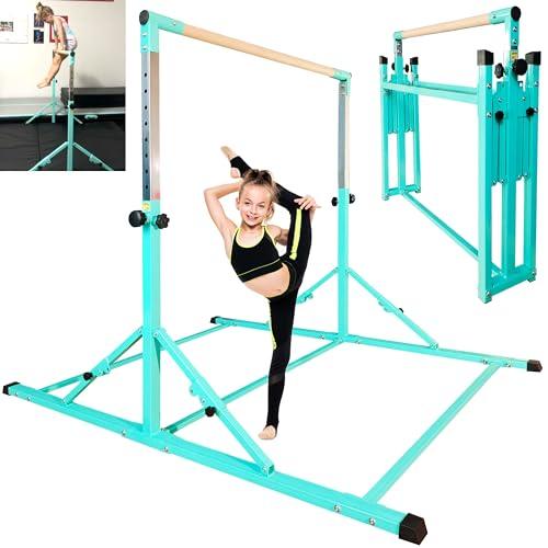 PreGymnastic Foldable Gymnastics Bar, 6FT Horizontal Bars, Folding Training Bar for Kids Ages 3-18, Weight Limit 500 LB, Adjustable kip Bar, Home Gym Equipment Indoor