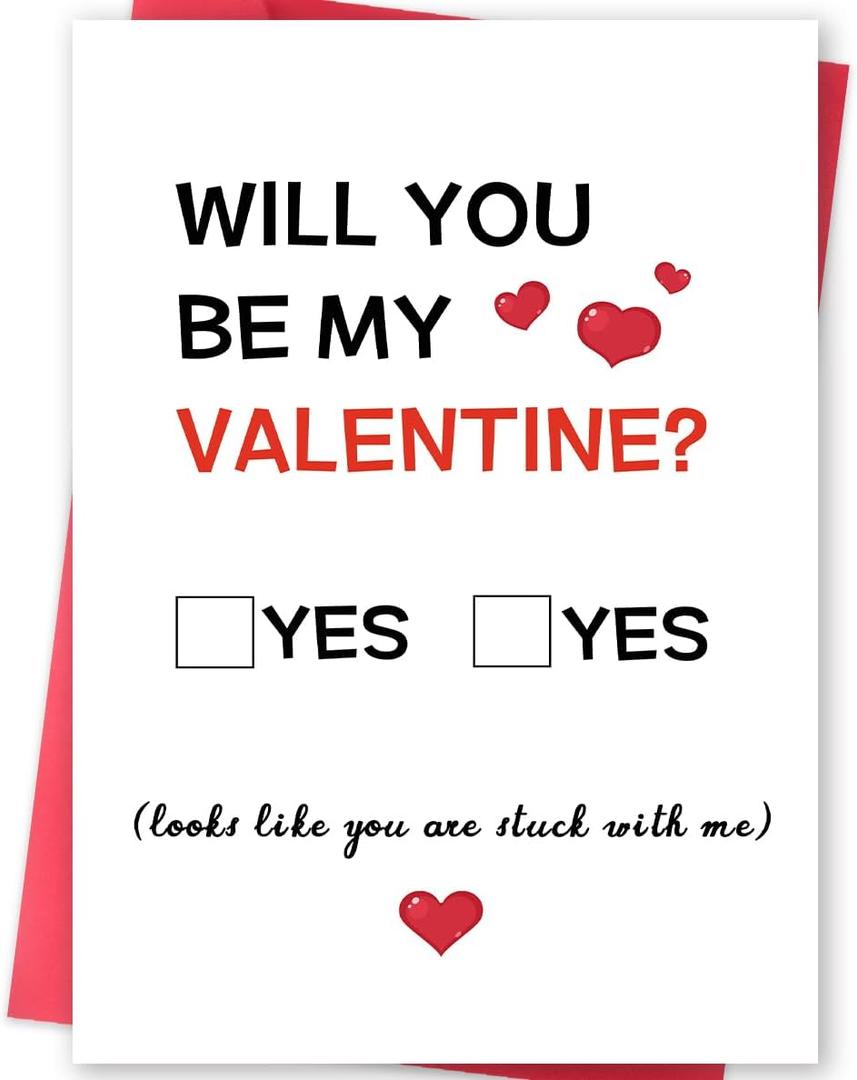 2 x Missonemi Funny Valentines Day Card Gifts for Him Her, Sweet Valentines Day Cards for Women Men-Will You Be My Valentine (MS450)