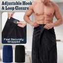 Tudomro 2 Pcs Men's Bath Wrap Towel Large Shower Adjustable Terry Body Spa Towel with Pocket After Shower Wrap for Men Gift Spa College Bath Dorm Room Gym(Black, Navy Blue), L
